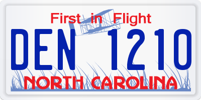 NC license plate DEN1210