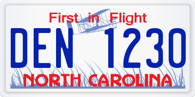 NC license plate DEN1230