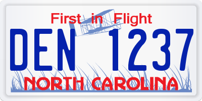 NC license plate DEN1237
