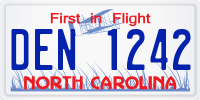 NC license plate DEN1242