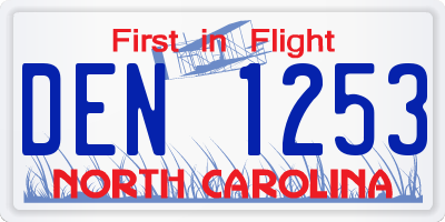 NC license plate DEN1253