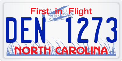 NC license plate DEN1273