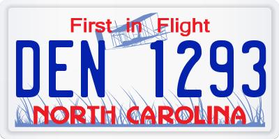 NC license plate DEN1293