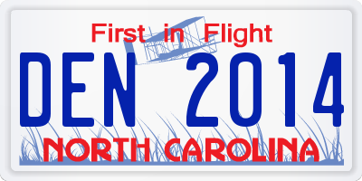 NC license plate DEN2014