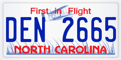 NC license plate DEN2665