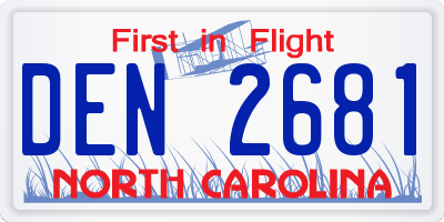 NC license plate DEN2681