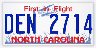NC license plate DEN2714