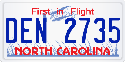NC license plate DEN2735