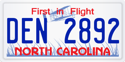 NC license plate DEN2892
