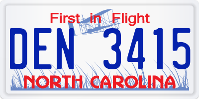 NC license plate DEN3415