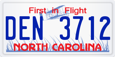 NC license plate DEN3712