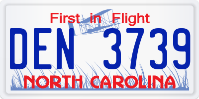 NC license plate DEN3739