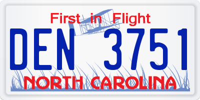NC license plate DEN3751