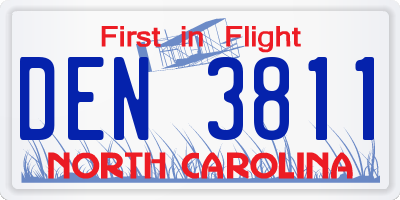 NC license plate DEN3811