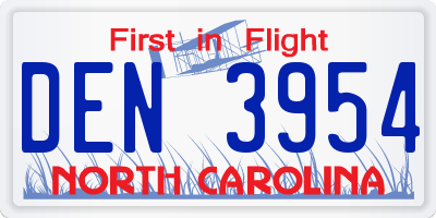 NC license plate DEN3954