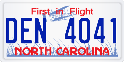 NC license plate DEN4041