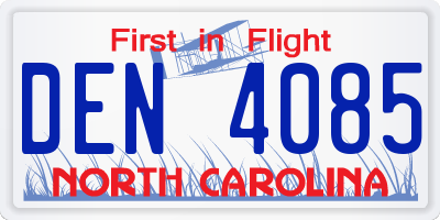 NC license plate DEN4085