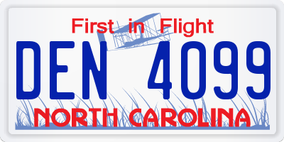 NC license plate DEN4099