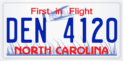 NC license plate DEN4120