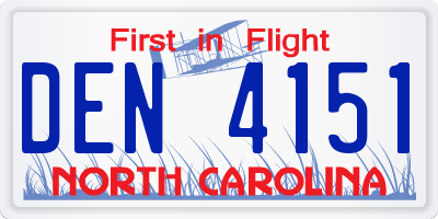 NC license plate DEN4151