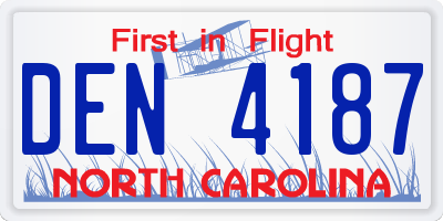 NC license plate DEN4187