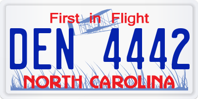 NC license plate DEN4442