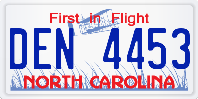 NC license plate DEN4453