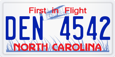 NC license plate DEN4542