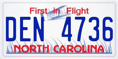 NC license plate DEN4736