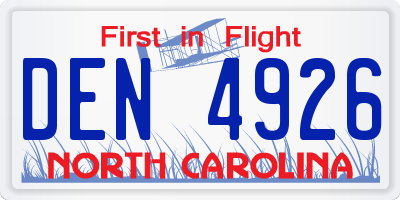 NC license plate DEN4926