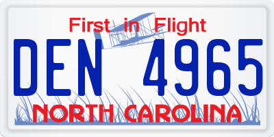 NC license plate DEN4965
