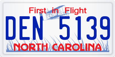 NC license plate DEN5139