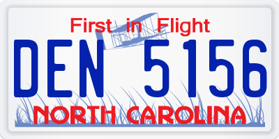 NC license plate DEN5156