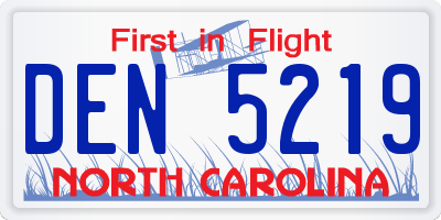 NC license plate DEN5219