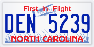 NC license plate DEN5239