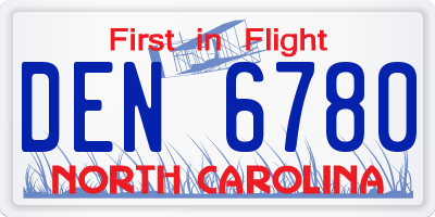 NC license plate DEN6780