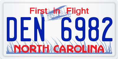 NC license plate DEN6982