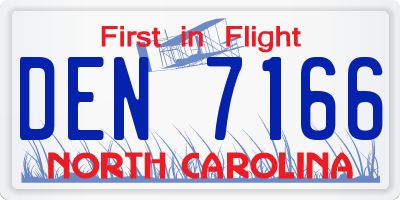 NC license plate DEN7166