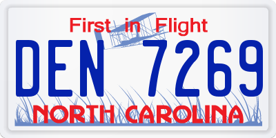 NC license plate DEN7269
