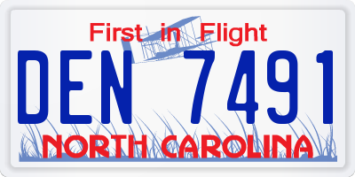 NC license plate DEN7491