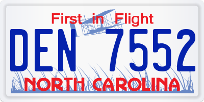 NC license plate DEN7552