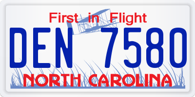 NC license plate DEN7580