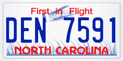 NC license plate DEN7591