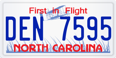 NC license plate DEN7595