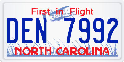 NC license plate DEN7992