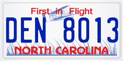 NC license plate DEN8013