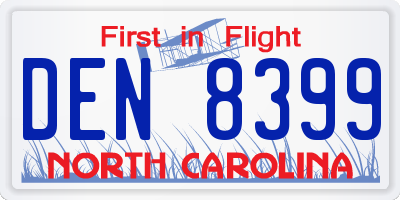 NC license plate DEN8399