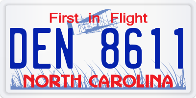 NC license plate DEN8611