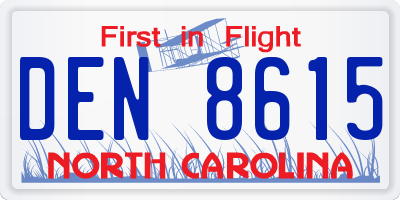 NC license plate DEN8615