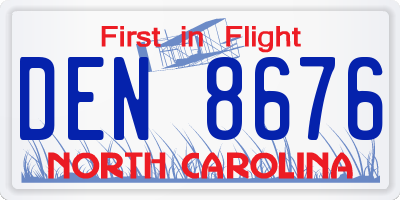NC license plate DEN8676